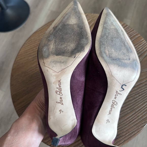 Plum Suede Pointed-Toe Heels - Picture 4 of 5